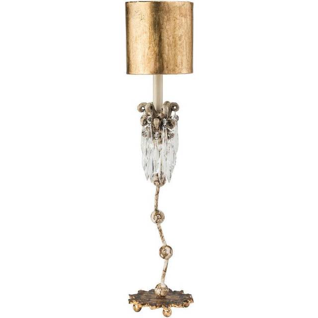Table Lamp Cut Glass Crystals Gold Painted Shade Beige Patina & Gold LED E14 60W