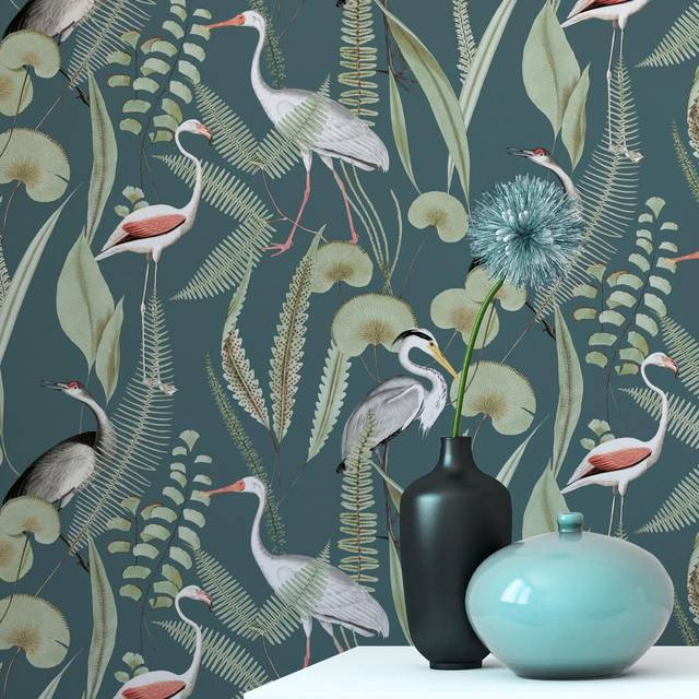Muriva Kivu Shorebirds Wallpaper, Green