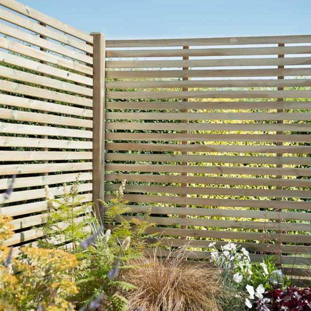 Forest Garden 5ft High Forest Contemporary Slatted Fence Panel - Pressure Treated - Panels