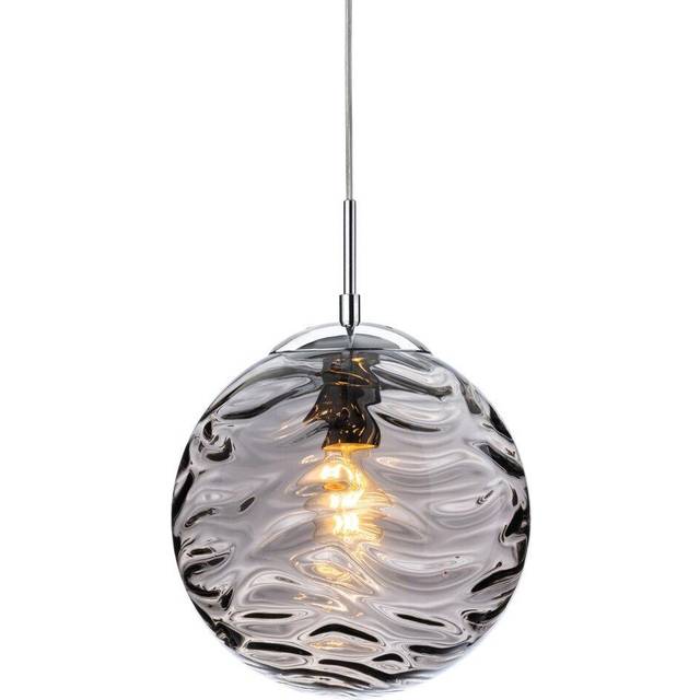 Firstlight Mercury Decorative-Wave Style 25cm Pendant Light in Chrome and Smoked Glass