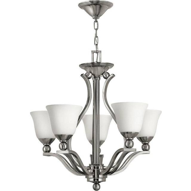 5 Bulb Chandelier Hanging Pendant LIght Brushed Nickel LED E27 60W Bulb