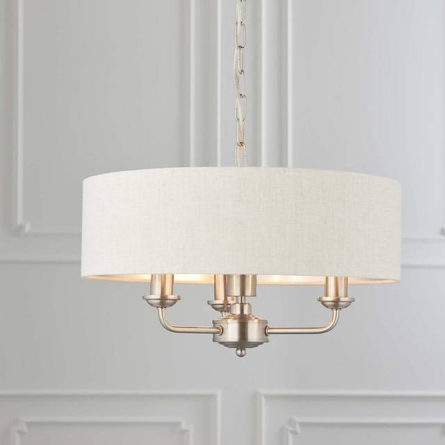 Ensora Lighting Ashton 3 Light Pendant Chandelier Ceiling Light Natural, Brown