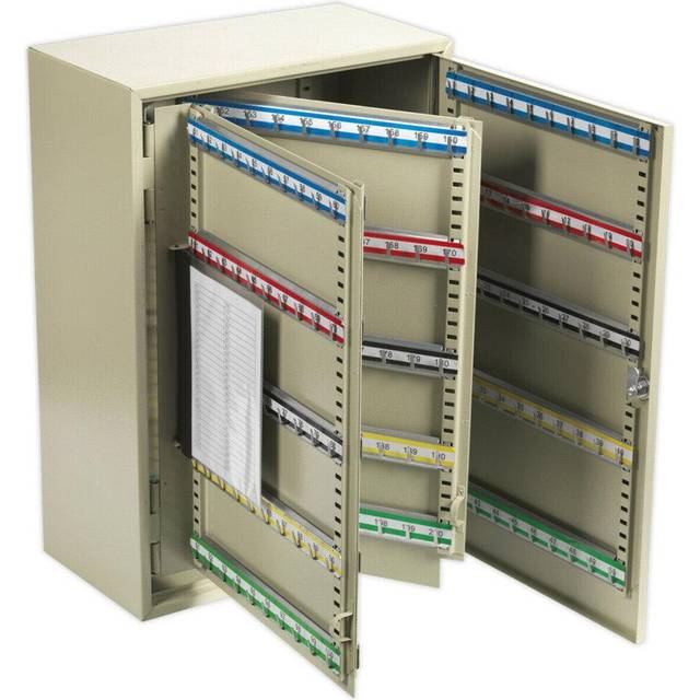 Wall Mounted Locking Key Cabinet Safe - 300 Key Capacity - 375 x 550 x 205mm