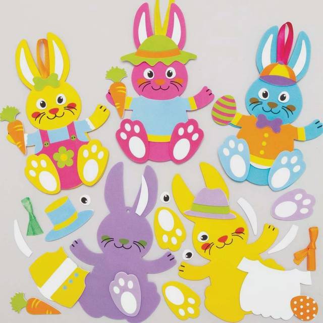 Baker Ross Easter Bunny Mix & Match Decorations - Pack of 8, Easter Crafts, Craft For Kids (AT399)