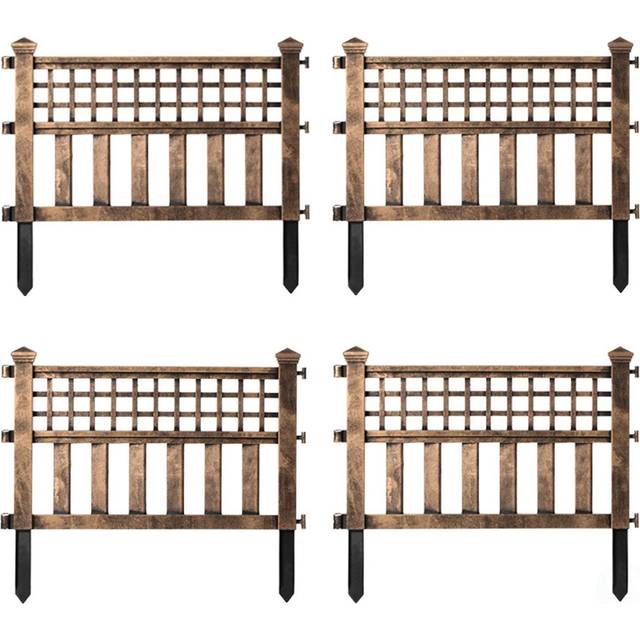 Gardenised QI004112BZ.4 0.75 x 20.5 x 23.75 in. Plastic Outdoor Decor Garden Flower Edger Fence Border Panels, Bronze - Set of 4