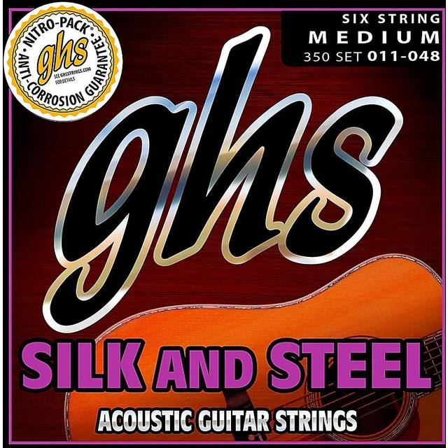 GHS Strings 350 Silk And Steel  Silver-Plated Copper Acoustic Guitar Strings  Medium .011-.048