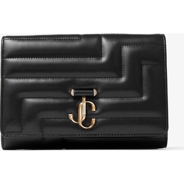 Jimmy Choo Womens Black/light Gold Avenue Quilted Clutch Bag 14x21x4cm - BLACK/LIGHT GOLD