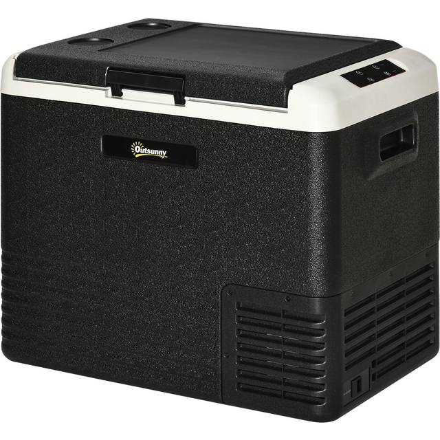 Outsunny 50l Car Refrigerator, Portable Compressor Car Fridge Freezer, Electric Cooler Box With 12/24v Dc And 110-240v Ac For Camping Down To -20℃