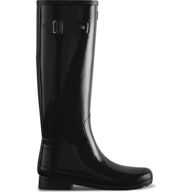 Hunter Refined Slim Fit Gloss Rubber Women's Tall Wellington Boots - Black - UK 5