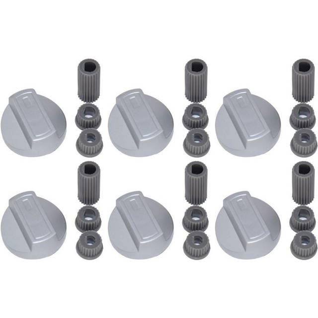 6 x Tricity Bendix Universal Cooker/Oven/Grill Control Knob And Adaptors Silver