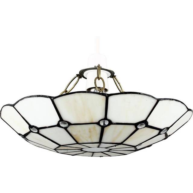 ValueLights Cortez Tiffany Glass Pendant Light Shade - Cream - 14 x 30 x 30cm