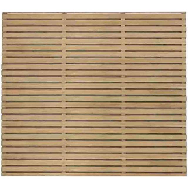 Forest Garden 4'11'' x 5'11'' (150 x 180cm) Pressure Treated Double Slatted Fence Panel, Brown