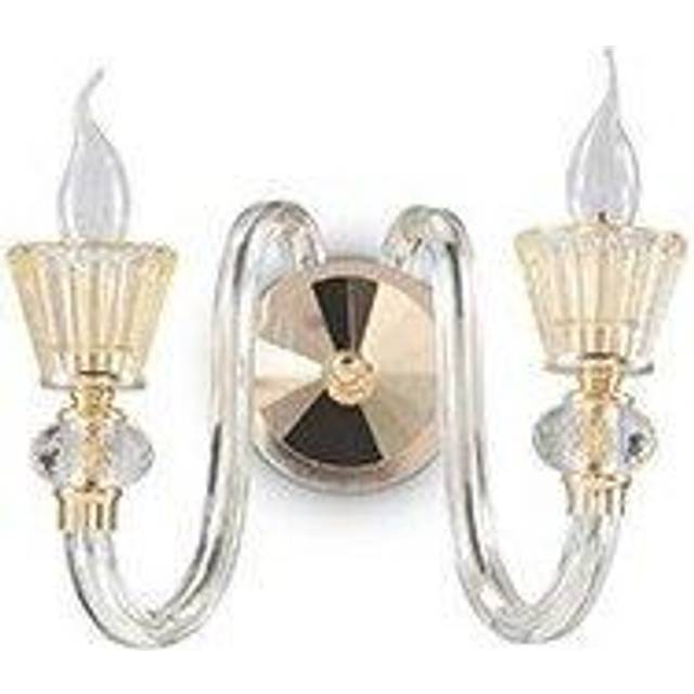 Ideal Lux Strauss - 2 Light Indoor Glass Candle Wall Light Rose Gold, E14