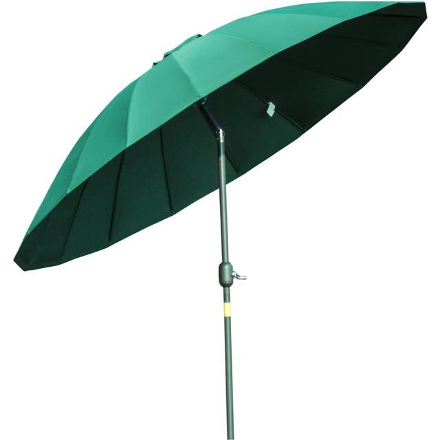 Outsunny Ф255cm Patio Parasol Umbrella Outdoor Market Table Parasol with Push Button Tilt Crank and Sturdy Ribs for Garden Lawn Backyard Pool Green