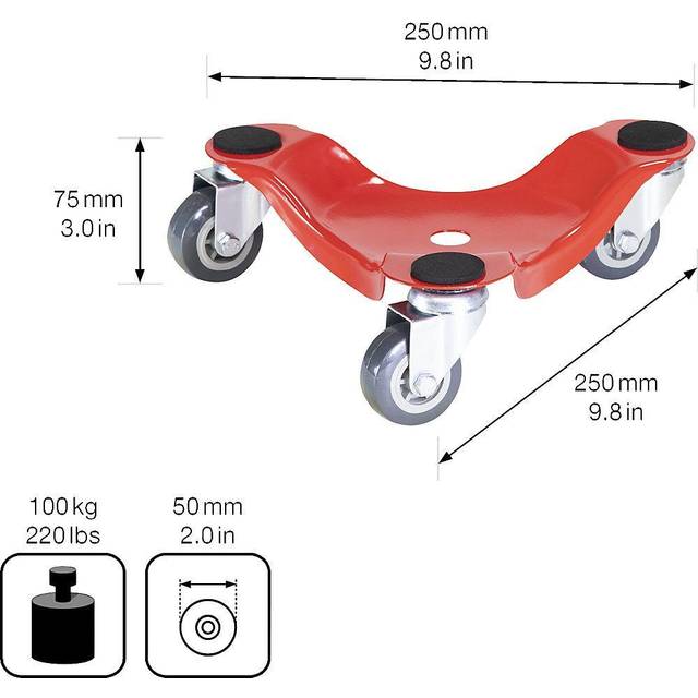 Wagner MM 1196, LxW 250 x 250 mm, pack of 4, MM 1196, LxW 250 x 250 mm, pack of 4, max. load 100 kg - red
