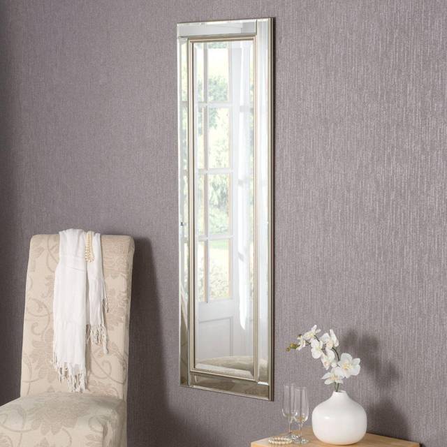Yearn Timeless Warm Silver Tall Bevelled Wall Mirror 136 x 45cm