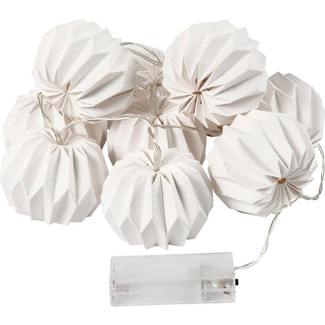 LED ljusslinga med lampskärmar - Rund - dia. 75 mm - Vit