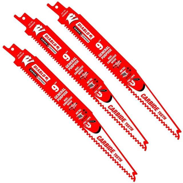 Diablo DS0909CGP3 9-inch Carbide Tipped General Purpose Recip Blade 9-6 TPI (3/32-inch-1/4-inch), 3-Pack