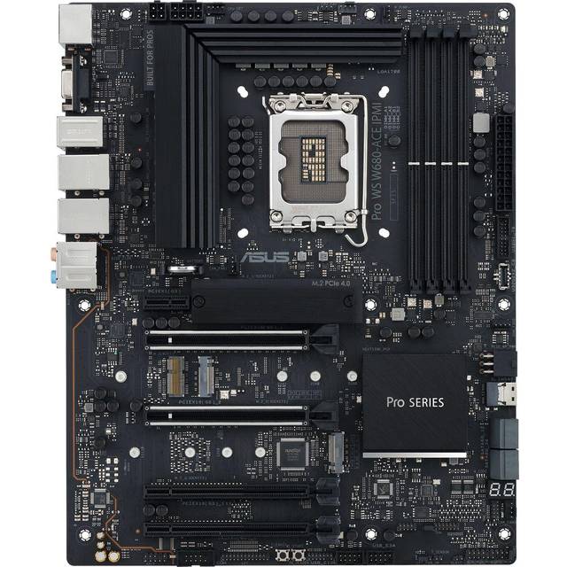 ASUS Pro WS W680-ACE Intel W680 LGA 1700 ATX, PCIe 5.0, DDR5, 2 Intel 2,5 Gb Ethernet, 3 PCIe 4.0 M.2-platser, 2 USB 3.2 Gen 2, SlimSAS, SATA 6 Gbps, HDMI, DisplayPort och VGA
