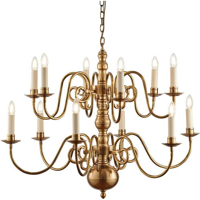 Luxury Hanging Ceiling Pendant Light Traditional 12 Lamp Solid Brass Chandelier