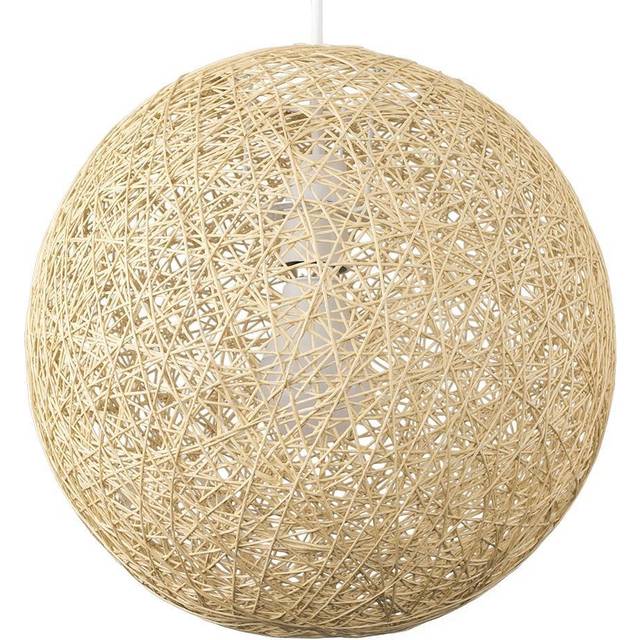ValueLights Bjorn Cream Rattan Wicker Pendant Shade - 30 x 30 x 30cm