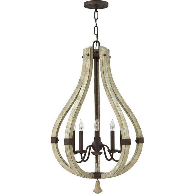 5 Bulb Chandelier Hanging Pendant LIght Iron Rust LED E14 60W Bulb
