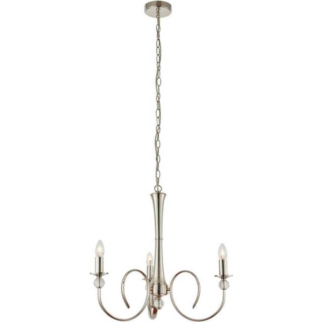 Luxury Hanging Ceiling Pendant Light Bright Nickel & Crystal 3 Lamp Chandelier