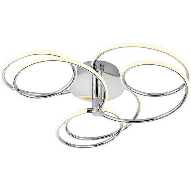 LED Semi Flush Ceiling Light 48W Warm White Chrome Infinity Hoop Strip Feature