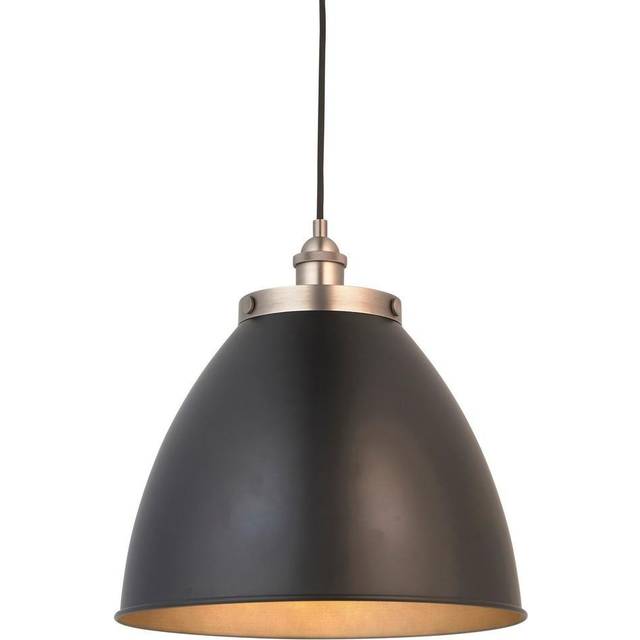 Endon 98749 Franklin 1 Light Pendant Aged Pewter Plate &amp; Matt Blac