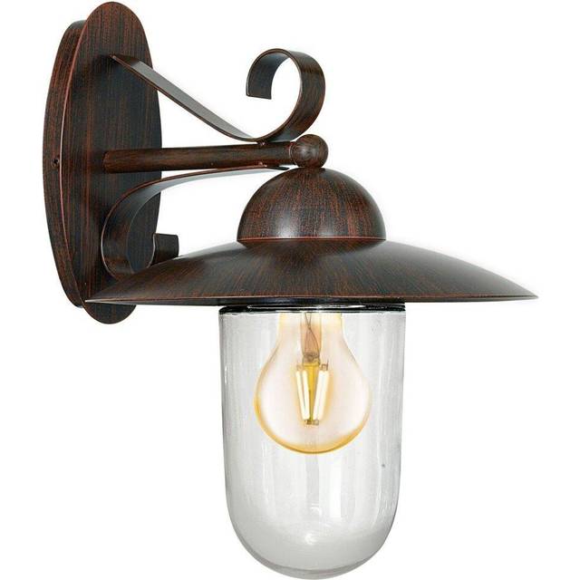 IP44 Outdoor Wall Light Antique Brown Steel Fisherman Lamp 1 x 60W E27 Bulb