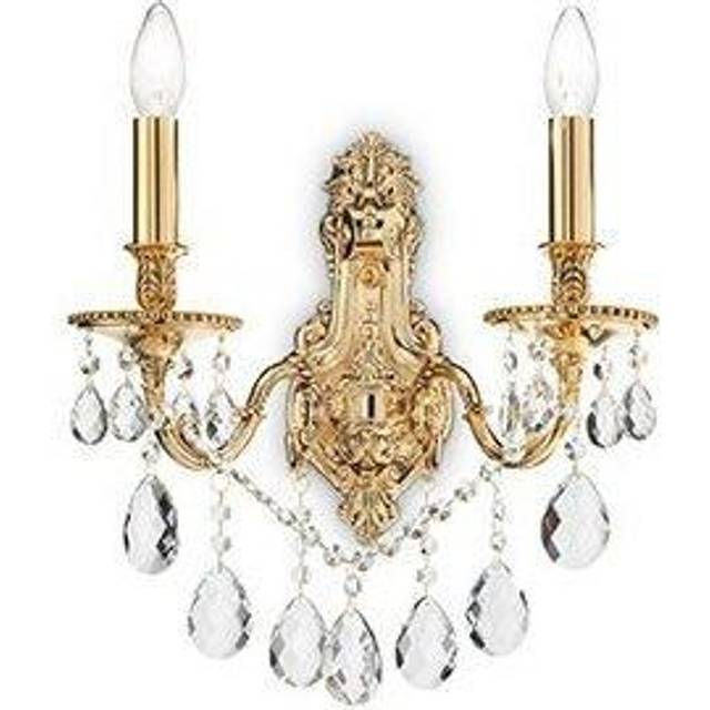Ideal Lux Gioconda - 2 Light Indoor Candle Wall Light Gold with Crystals, E14