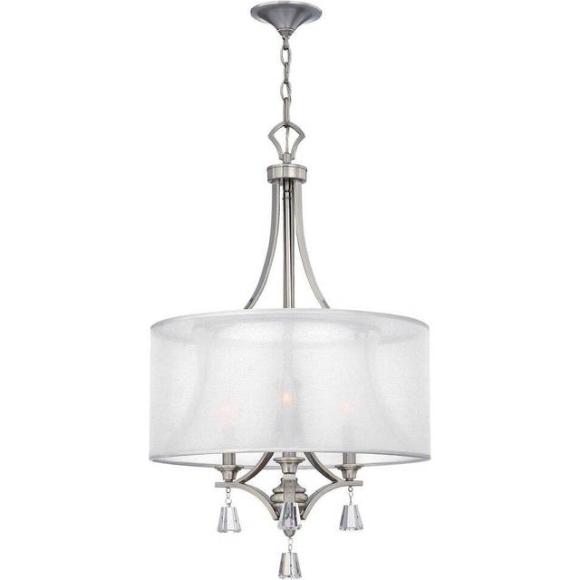 3 Bulb Chandelier Hanging Pendant LIght Brushed Nickel LED E14 60W Bulb
