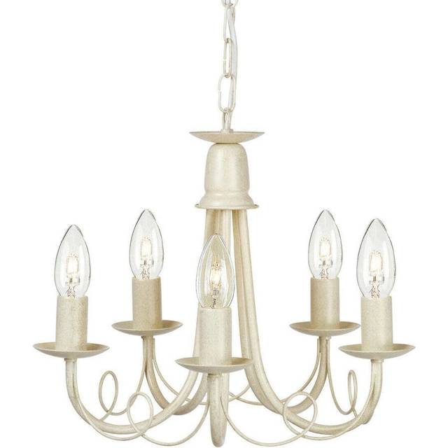 5 Bulb Chandelier Hanging Pendant LIght Ivory Gold LED E14 60W Bulb