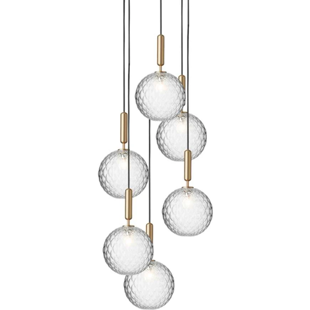 Miira 6 Chandelier 470 mm, Brass / Clear