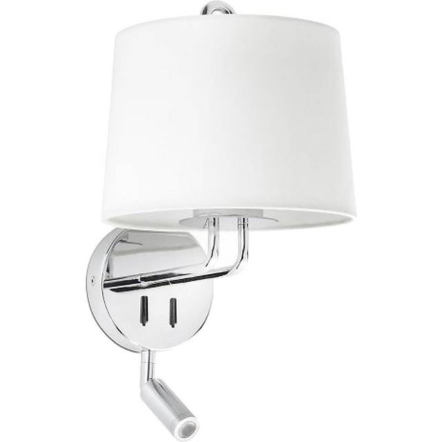 Faro Montreal Chrome, White Shade Wall Lamp With Reading Light