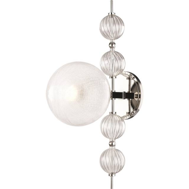 Calypso 1 Light Wall Sconce Polished Nickel, Glass