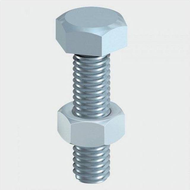 Hexagon Set Screws and Nuts Zinc Plated M8 50mm Pack of 2