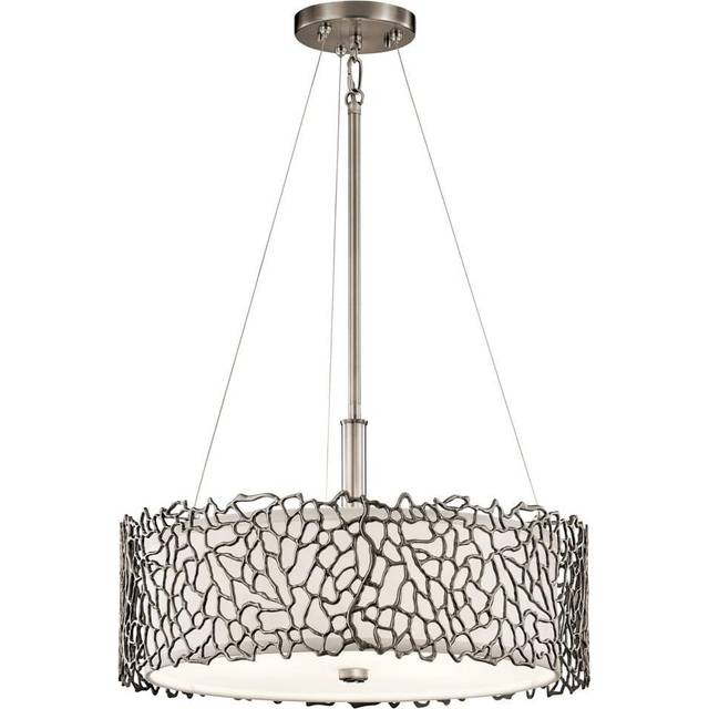 Elstead Coral - 3 Light Ceiling Duo-Mount Pendant Classic Pewter, Silver Coral, E27