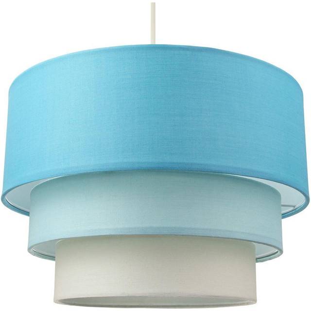 Happy Homewares 3 Tier Teal and Blue Cotton Round Pendant Shade - Green