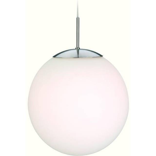 Firstlight Globe Art Deco Style 35cm Pendant Light in Chrome and Opal Glass