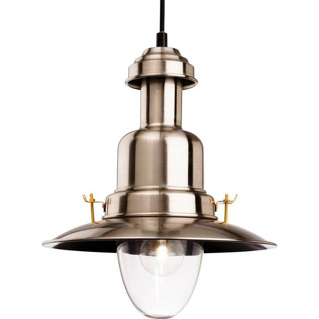 Firstlight Classic Traditional Style 26cm Pendant Light in Brushed Steel and Clear Glass