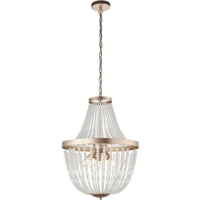 Hanging Ceiling Pendant Light Rose Gold & Glass Beads Modern Round Lamp Shade