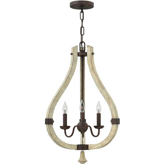 3 Bulb Chandelier Hanging Pendant LIght Iron Rust LED E14 60W Bulb
