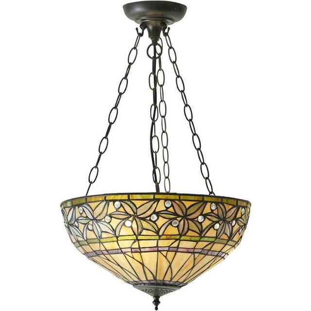 Tiffany Glass Hanging Ceiling Pendant Light Large Bronze Feature Shade i00070