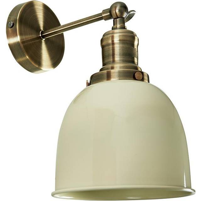 Axton 1 - Light Antique Brass Armed Sconce - Cream (21cm H X 16cm W X 24cm D)