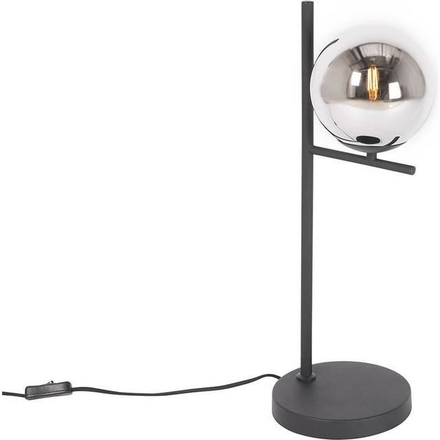 Qazqa - Art Deco Table Lamp Black and Smoke Glass - Flore