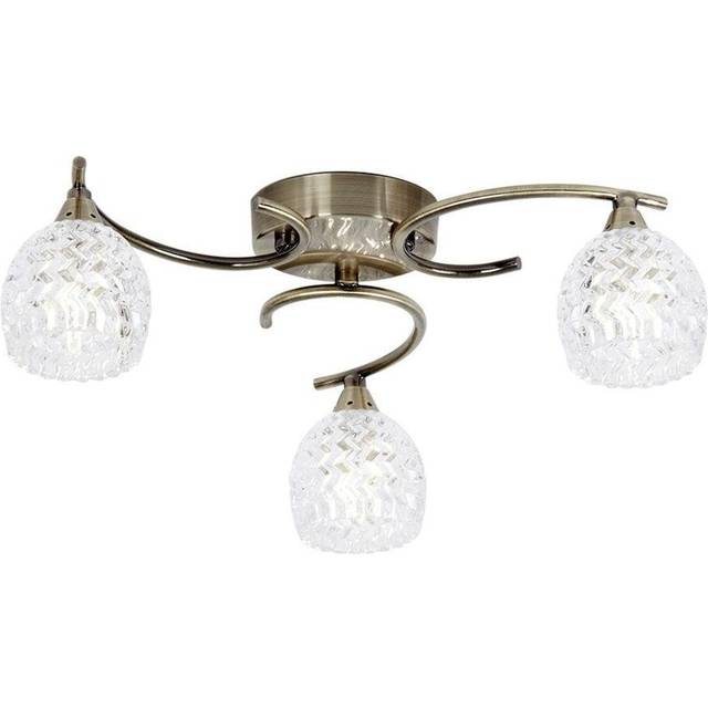 Endon BOYER-3AB 3 Light Antique Brass Semi Flush Ceiling Light