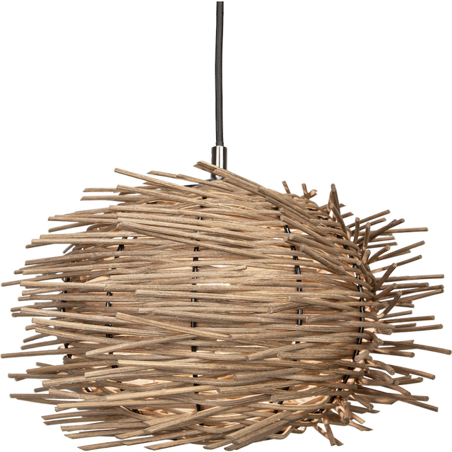 Vintage Nest Designed Natural Brown Rattan Wicker Ceiling Pendant Light Shade - One Size