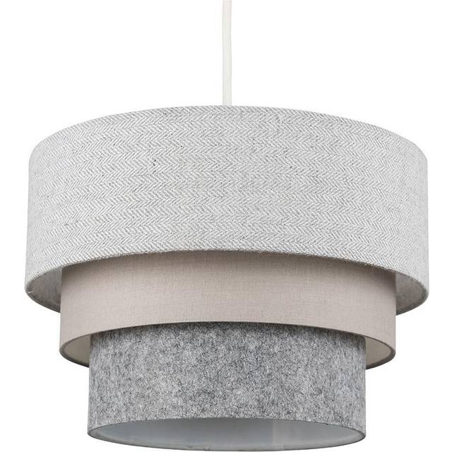 ValueLights Aztec Pyramid Herringbone Cotton and Felt 3 Tiered Pendant Shade - Grey - 30 x 20.5 x 30cm