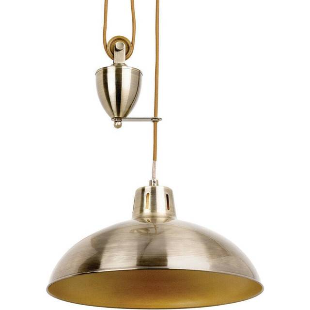Hanging Ceiling Pendant Light ADJUSTABLE HEIGHT Industrial Brass Rise Fall Drop